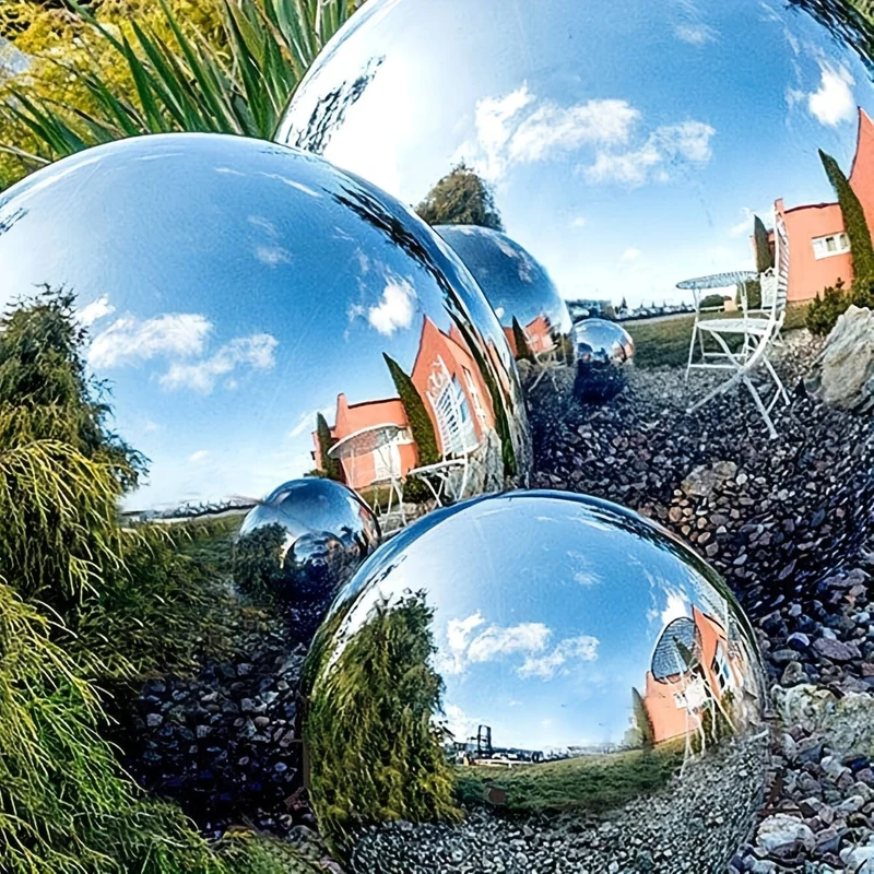 6 Stück, Gartenkugel, Edelstahl, hochglanzpoliert, reflektierend, hohle Kugel, dekorative Kugel für Garten, Gemüse, Garten, Zuhause, Outdoor, Urlaubsdekoration