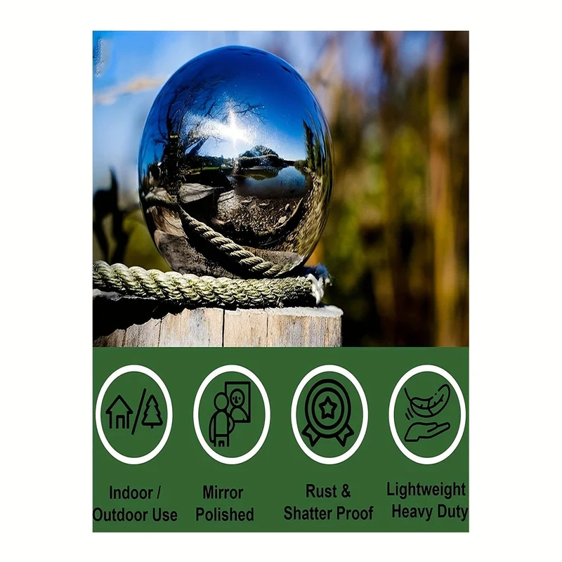 6 Stück, Gartenkugel, Edelstahl, hochglanzpoliert, reflektierend, hohle Kugel, dekorative Kugel für Garten, Gemüse, Garten, Zuhause, Outdoor, Urlaubsdekoration