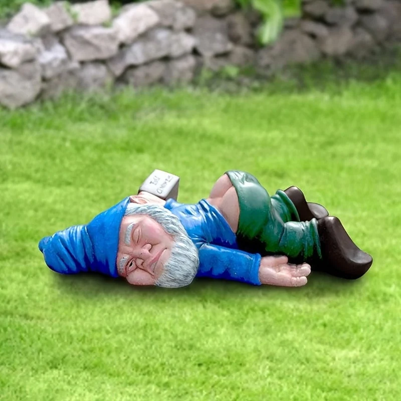1 Stück betrunkene Gartenzwerg-Statue, 15 cm Kunstharz-Gartenzwerg-Kunsthandwerk, Gartendekoration, kreative Gartenstatue-Dekoration, wetterfeste, lustige Gartenzwerg-Ornament für Außen- und Innenhof-Rasen-Veranda-Dekor