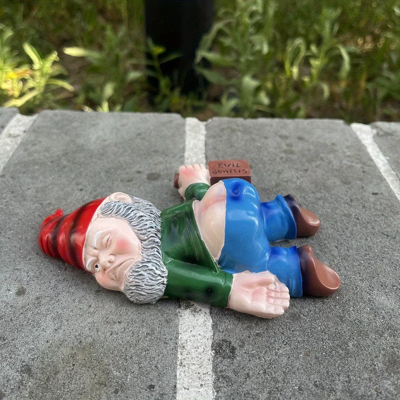 1 Stück betrunkene Gartenzwerg-Statue, 15 cm Kunstharz-Gartenzwerg-Kunsthandwerk, Gartendekoration, kreative Gartenstatue-Dekoration, wetterfeste, lustige Gartenzwerg-Ornament für Außen- und Innenhof-Rasen-Veranda-Dekor