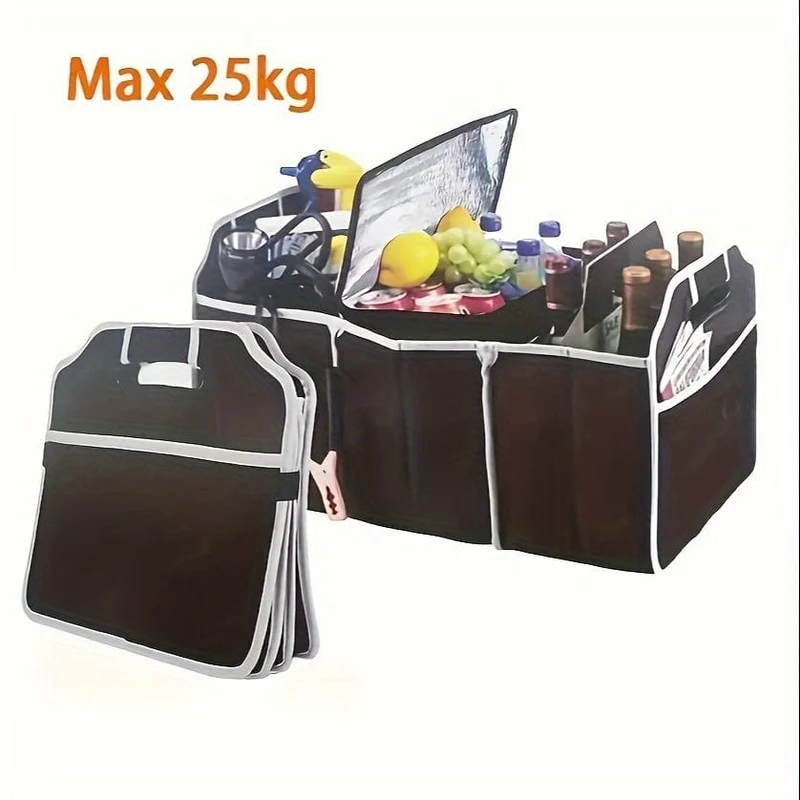 1 Stück Universal-Kofferraum-Organizer, tragbare faltbare Auto-Aufbewahrungsbox, wasserdichte Auto-Aufbewahrungstasche mit 3 Fächern, Auto-Innenausstattung, Auto-Zubehör