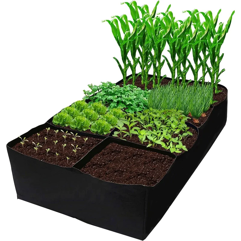 1-teiliges Hochbeet aus Stoff, Garten-Wachstumsbettbeutel für den Anbau von Kräutern, Blumen und Gemüse, atmungsaktives Pflanzgefäß-Hochbeet, rechteckiger Pflanzbehälter für die Gartenarbeit im Freien
