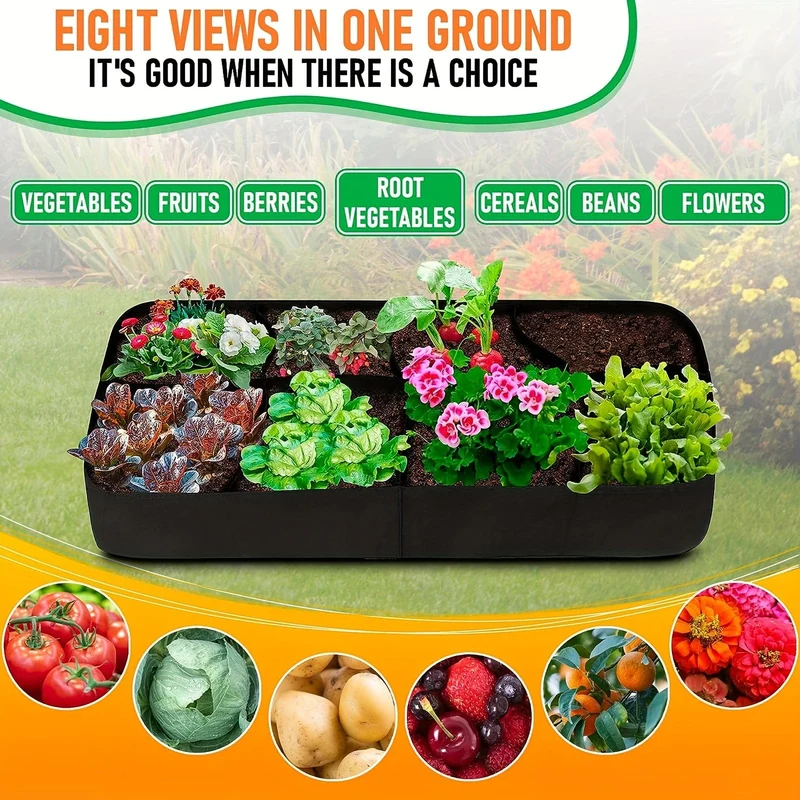 1-teiliges Hochbeet aus Stoff, Garten-Wachstumsbettbeutel für den Anbau von Kräutern, Blumen und Gemüse, atmungsaktives Pflanzgefäß-Hochbeet, rechteckiger Pflanzbehälter für die Gartenarbeit im Freien