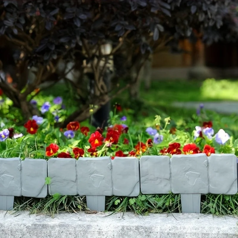 10/20 Stück, Garteneinfassungen aus grauem Steinimitat, Kunststoffkanten zur Gartenverschönerung, kleine Gartenzaunrahmen, Blumenbeetränder, Gartenhofdekoration