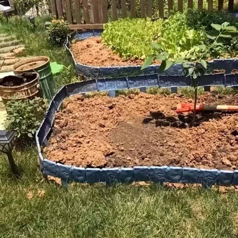 10/20 Stück, Garteneinfassungen aus grauem Steinimitat, Kunststoffkanten zur Gartenverschönerung, kleine Gartenzaunrahmen, Blumenbeetränder, Gartenhofdekoration