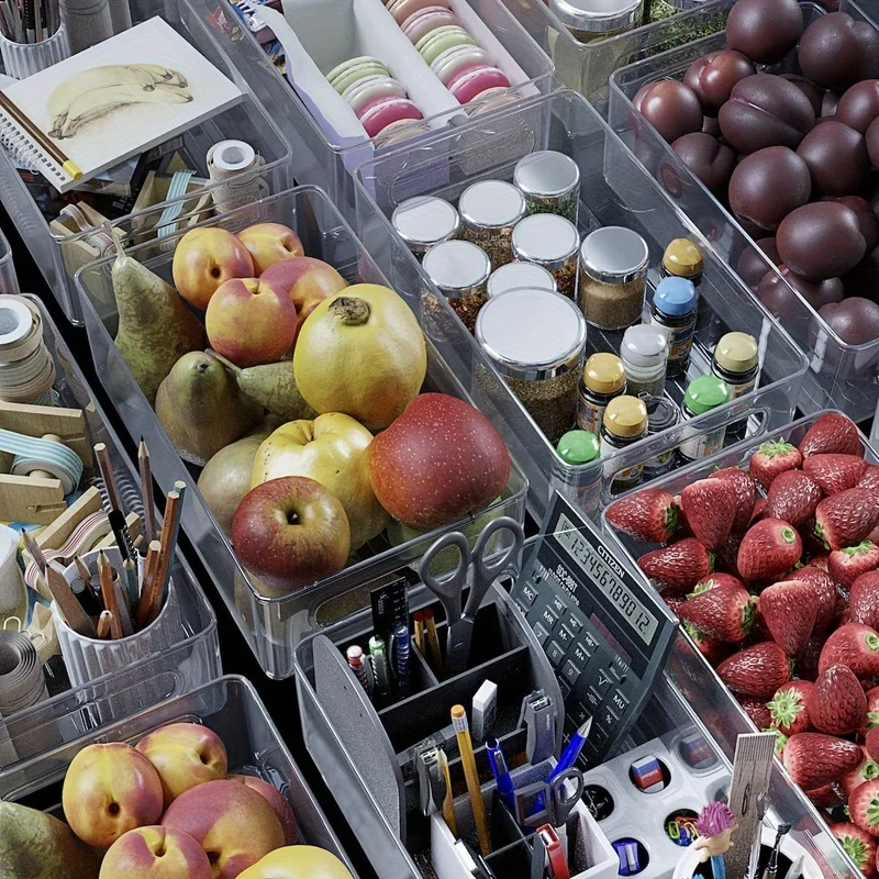1 Stück stapelbare Kühlschrank-Organizer-Box, transparenter Küchen-Organizer, Behälter für Speisekammer, Schrank, Regal, Schublade, Kühlschrank, lebensmittelecht, für Snacks, Obst, Gemüse und Getränke