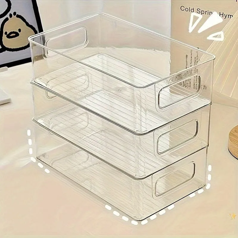 1 Stück stapelbare Kühlschrank-Organizer-Box, transparenter Küchen-Organizer, Behälter für Speisekammer, Schrank, Regal, Schublade, Kühlschrank, lebensmittelecht, für Snacks, Obst, Gemüse und Getränke