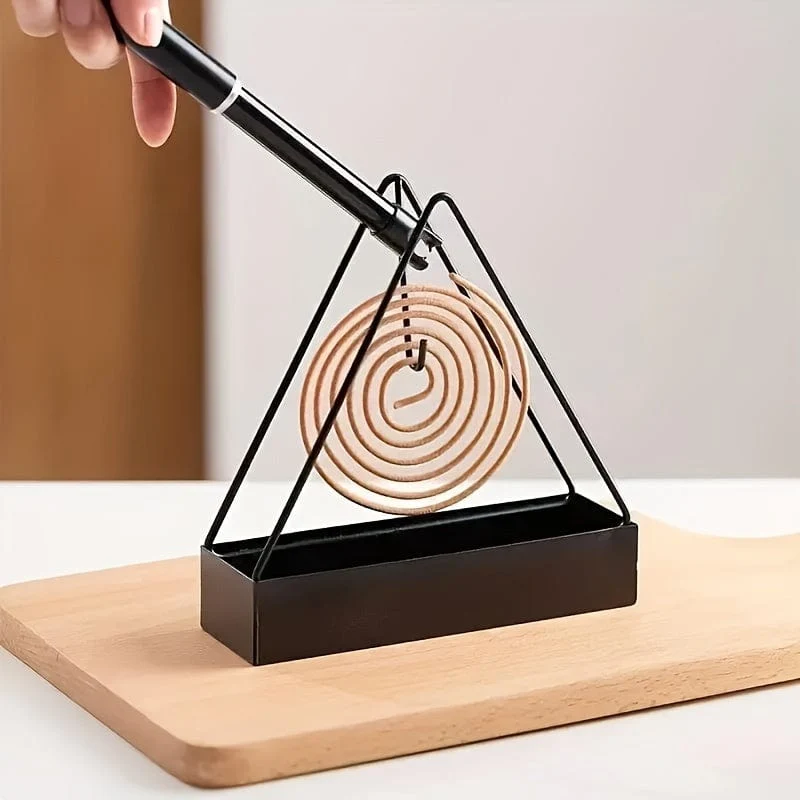 1 Stück dreieckiger Mückenspulenhalter, minimalistische Heimdekoration, kreativer dreieckiger Mückenspulenhalter aus Eisen, feuerfester Aschenbecher aus Sandelholz für den Einsatz im Home Office Hotel