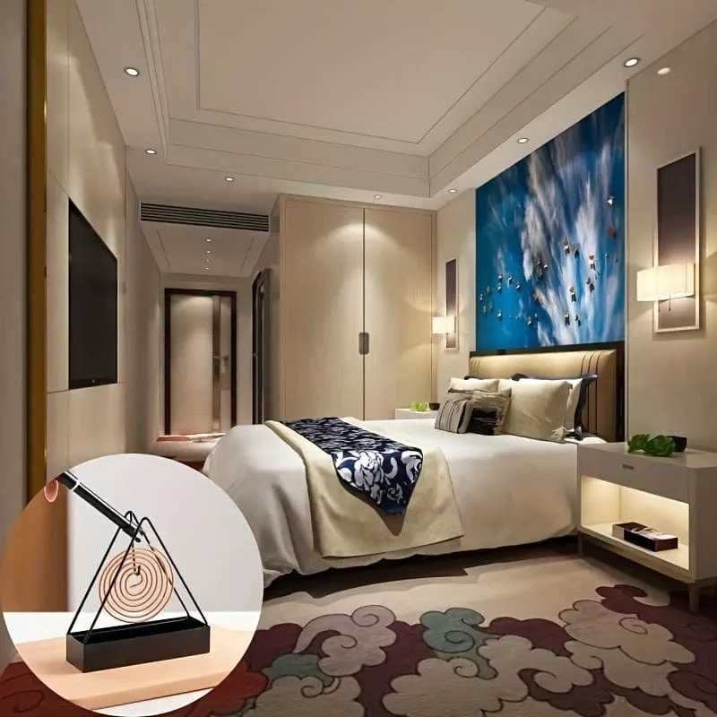 1 Stück dreieckiger Mückenspulenhalter, minimalistische Heimdekoration, kreativer dreieckiger Mückenspulenhalter aus Eisen, feuerfester Aschenbecher aus Sandelholz für den Einsatz im Home Office Hotel
