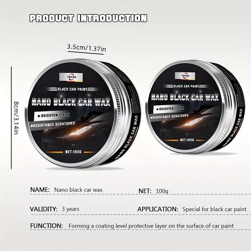 Schwarzes Autowachs, Kratzerreparatur, Dekontamination, leuchtendes Wartungswachs, Autolack-Wartungsbeschichtungsfolie, 100 g, Autowartungszubehör
