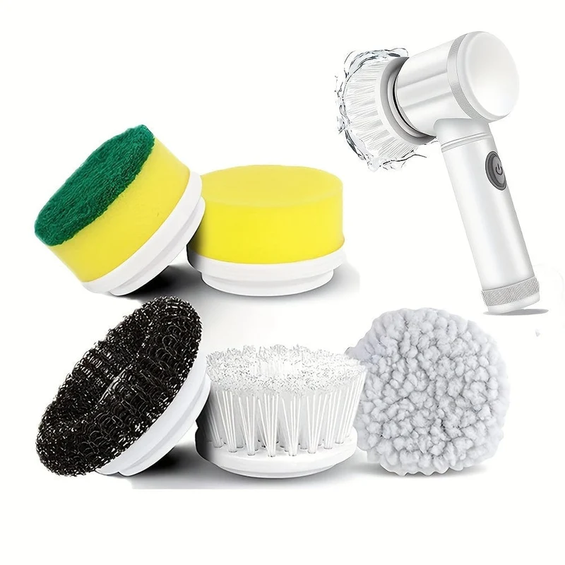 Motorisierte rotierende Reinigungsbürste, Zubehör, motorisierte Reinigungsbürste, kabelloser Power Scrubber, 5 austauschbare Bürstenköpfe für Wannen, Böden, Wände, Fliesen, Badezimmer, Fenster, Waschbecken