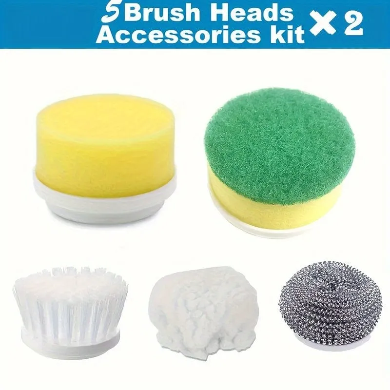 Motorisierte rotierende Reinigungsbürste, Zubehör, motorisierte Reinigungsbürste, kabelloser Power Scrubber, 5 austauschbare Bürstenköpfe für Wannen, Böden, Wände, Fliesen, Badezimmer, Fenster, Waschbecken