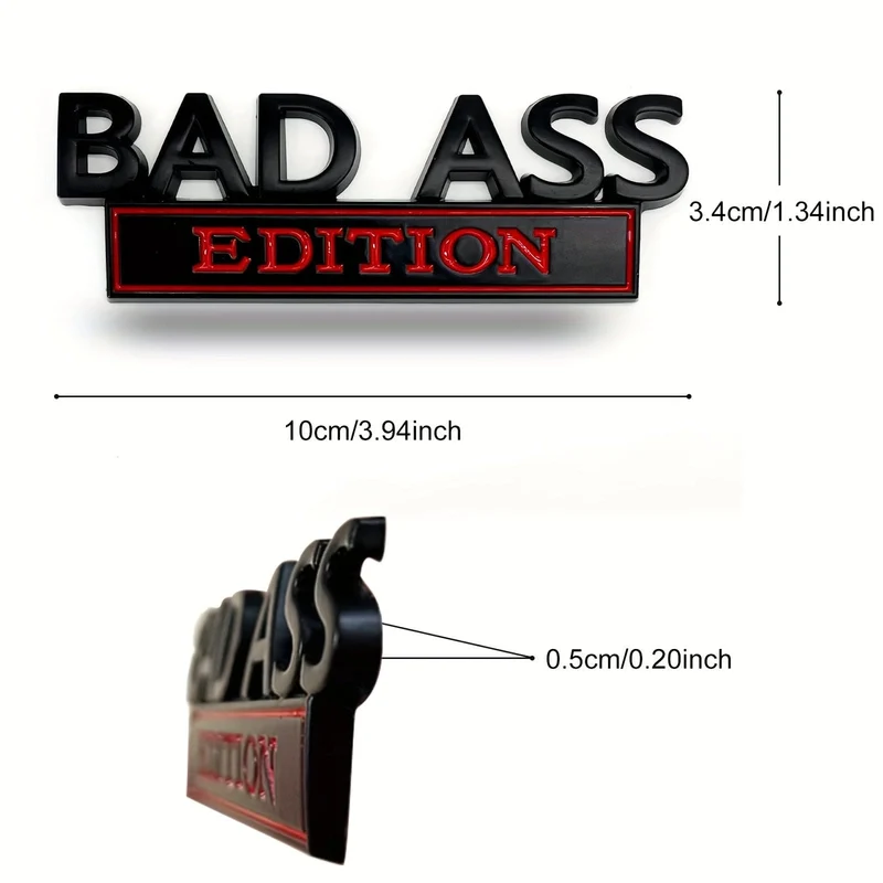 1 Stück BAD ASS Edition-Emblem, 3D-Fender-Abzeichen-Aufkleber, Autoaufkleber, passend für Stoßstange, Motorhaube, Kofferraum, Tür, universelles Außenersatzzubehör für LKW-SUV