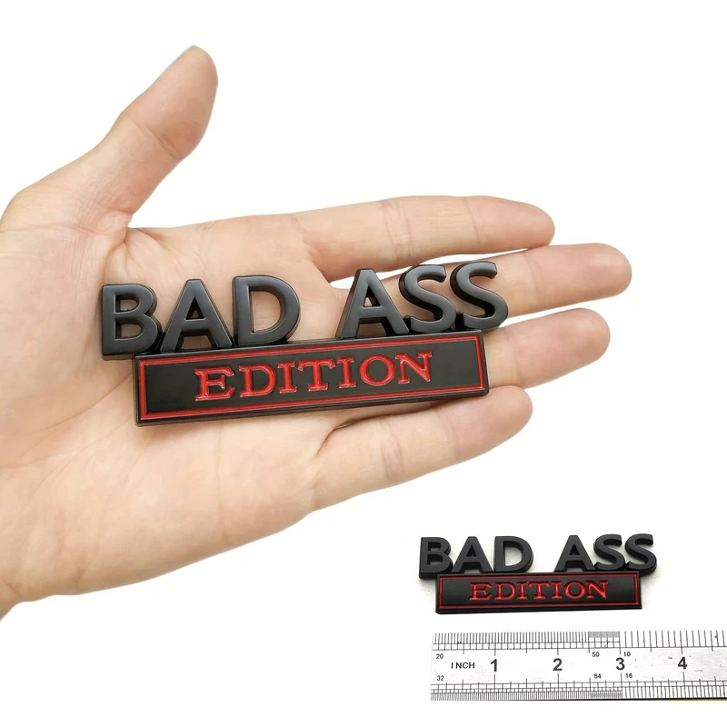 1 Stück BAD ASS Edition-Emblem, 3D-Fender-Abzeichen-Aufkleber, Autoaufkleber, passend für Stoßstange, Motorhaube, Kofferraum, Tür, universelles Außenersatzzubehör für LKW-SUV