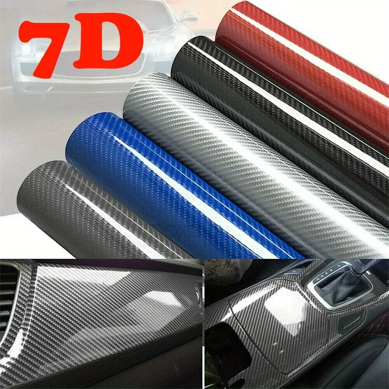 10*152 cm/3.93*59.84 in 7D Auto Aufkleber Glänzend Carbon Faser Vinyl Film Auto Innen Wrap Aufkleber Auto Hause Tür Aufkleber