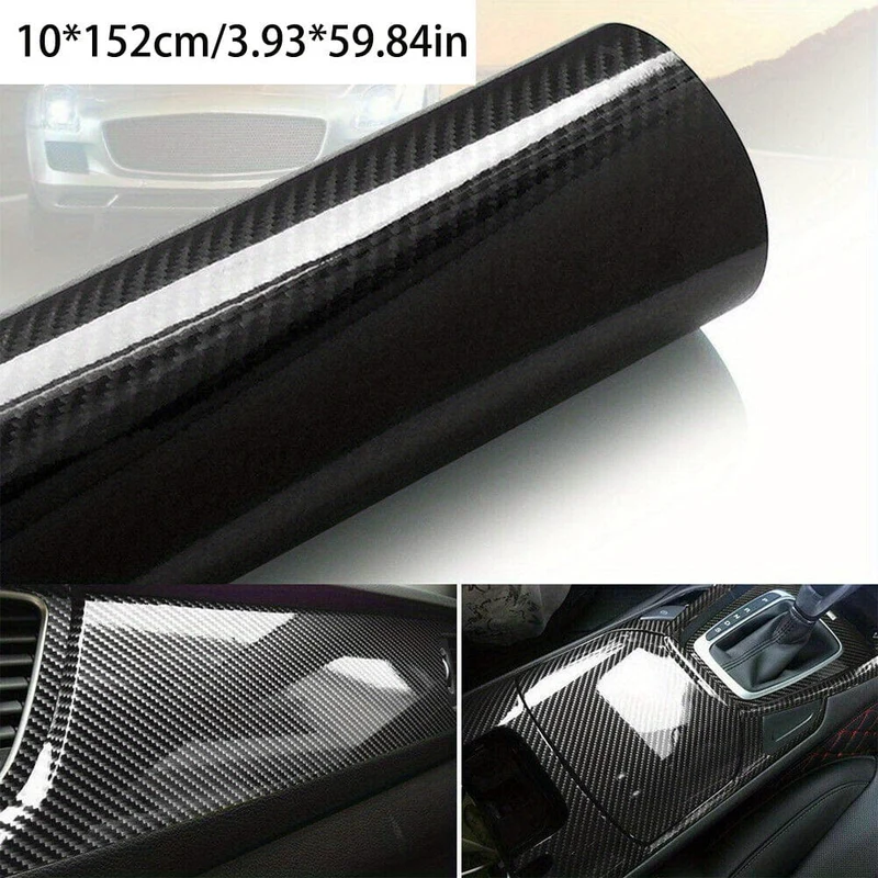 10*152 cm/3.93*59.84 in 7D Auto Aufkleber Glänzend Carbon Faser Vinyl Film Auto Innen Wrap Aufkleber Auto Hause Tür Aufkleber