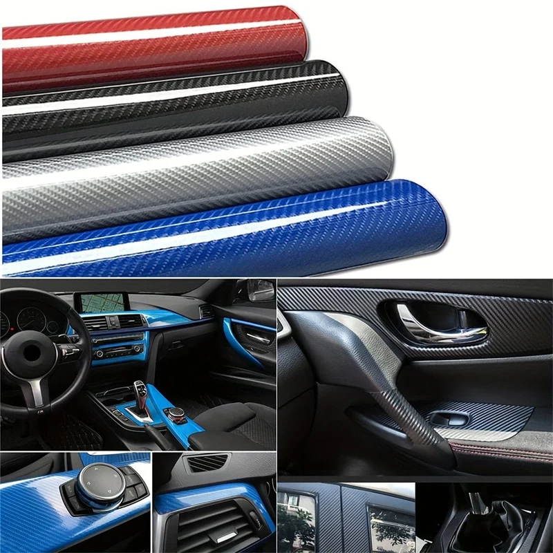 10*152 cm/3.93*59.84 in 7D Auto Aufkleber Glänzend Carbon Faser Vinyl Film Auto Innen Wrap Aufkleber Auto Hause Tür Aufkleber
