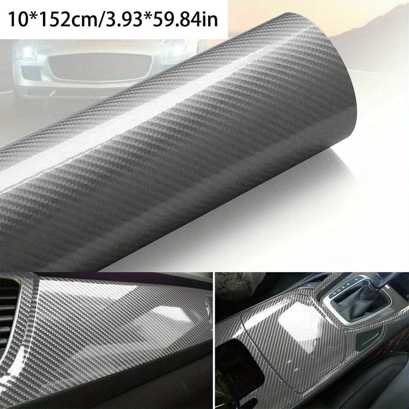 10*152 cm/3.93*59.84 in 7D Auto Aufkleber Glänzend Carbon Faser Vinyl Film Auto Innen Wrap Aufkleber Auto Hause Tür Aufkleber