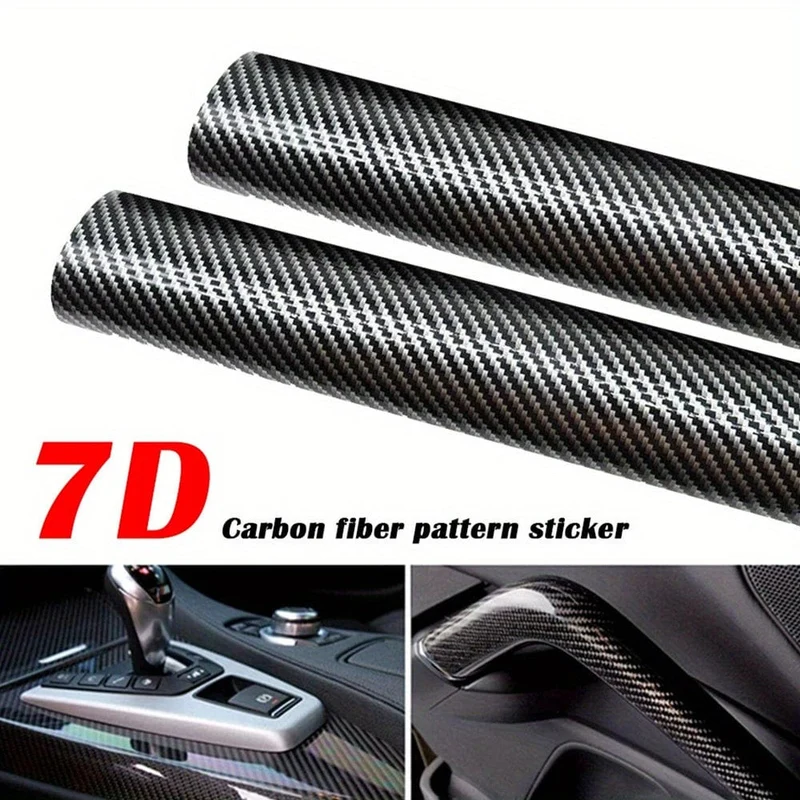 10*152 cm/3.93*59.84 in 7D Auto Aufkleber Glänzend Carbon Faser Vinyl Film Auto Innen Wrap Aufkleber Auto Hause Tür Aufkleber