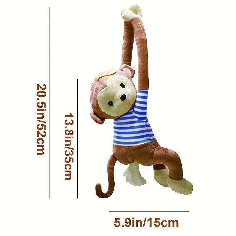 1 Stück Affen-Design, Plüsch-Taschentuchhalter zum Aufhängen, niedliche Cartoon-Tiere, Papieraufbewahrung, Taschentuchfach, Behälterabdeckung für Auto, Zuhause