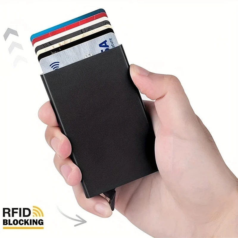 Diebstahlsicherer Ausweis- und Kreditkartenhalter, dünnes Aluminium-Metall-Geldbörsen-Taschencover, Bank, Damen und Herren, Kreditkartenbox, Kartenhalter