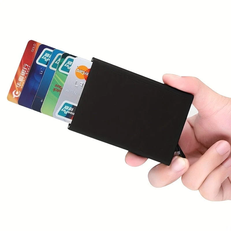 Diebstahlsicherer Ausweis- und Kreditkartenhalter, dünnes Aluminium-Metall-Geldbörsen-Taschencover, Bank, Damen und Herren, Kreditkartenbox, Kartenhalter