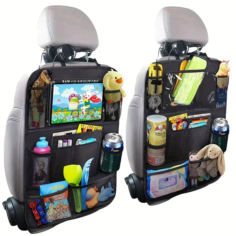 1 Stück Auto-Organizer und Aufbewahrung – Autositz-Organizer mit transparenter 10.5-Zoll-Tablet-Tasche, Auto-Organizer mit 9 Taschen, Autozubehör