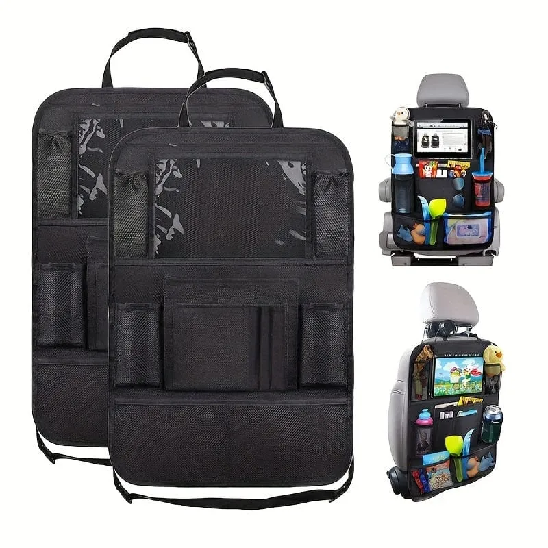 1 Stück Auto-Organizer und Aufbewahrung – Autositz-Organizer mit transparenter 10.5-Zoll-Tablet-Tasche, Auto-Organizer mit 9 Taschen, Autozubehör