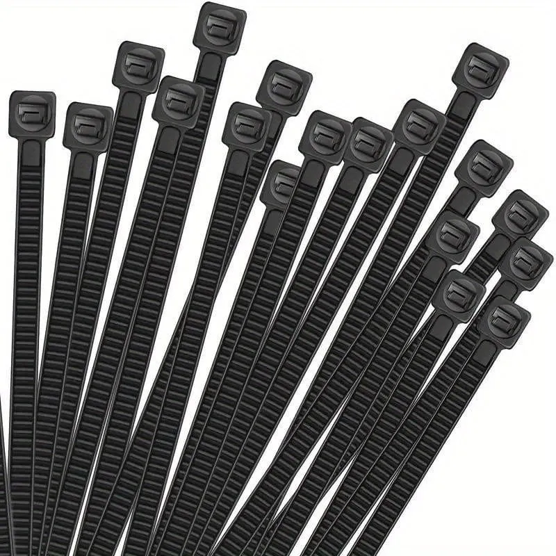100 Stück wetterbeständige schwarze Kabelbinder für den Außenbereich, robuste UV-beständige Kabelbinder, selbstsichernde Mehrzweck-Kabelbinder aus schwarzem Nylon, Verwaltungsbündel