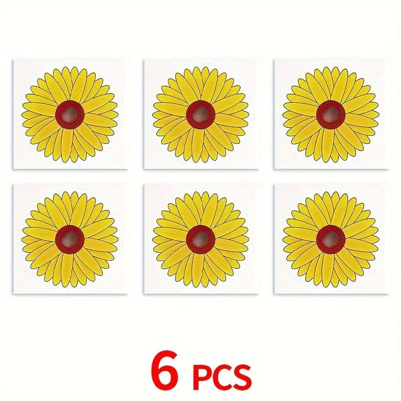6 Stück, Fenster-Fliegenfallen für den Innenbereich, Sonnenblumen-Fliegenfänger, Fenster-Fliegenaufkleber, klebrige Fenster-Insektenfalle für den Innen- und Außenbereich, Insektenfallen für den Innen- und Außenbereich, Innen- und Außenbereich, Haus, Küche, Pflanzen, Bäume, fliegende Insekten, Schädlingsbekämpfung