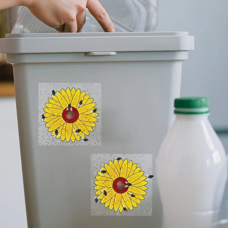 6 Stück, Fenster-Fliegenfallen für den Innenbereich, Sonnenblumen-Fliegenfänger, Fenster-Fliegenaufkleber, klebrige Fenster-Insektenfalle für den Innen- und Außenbereich, Insektenfallen für den Innen- und Außenbereich, Innen- und Außenbereich, Haus, Küche, Pflanzen, Bäume, fliegende Insekten, Schädlingsbekämpfung