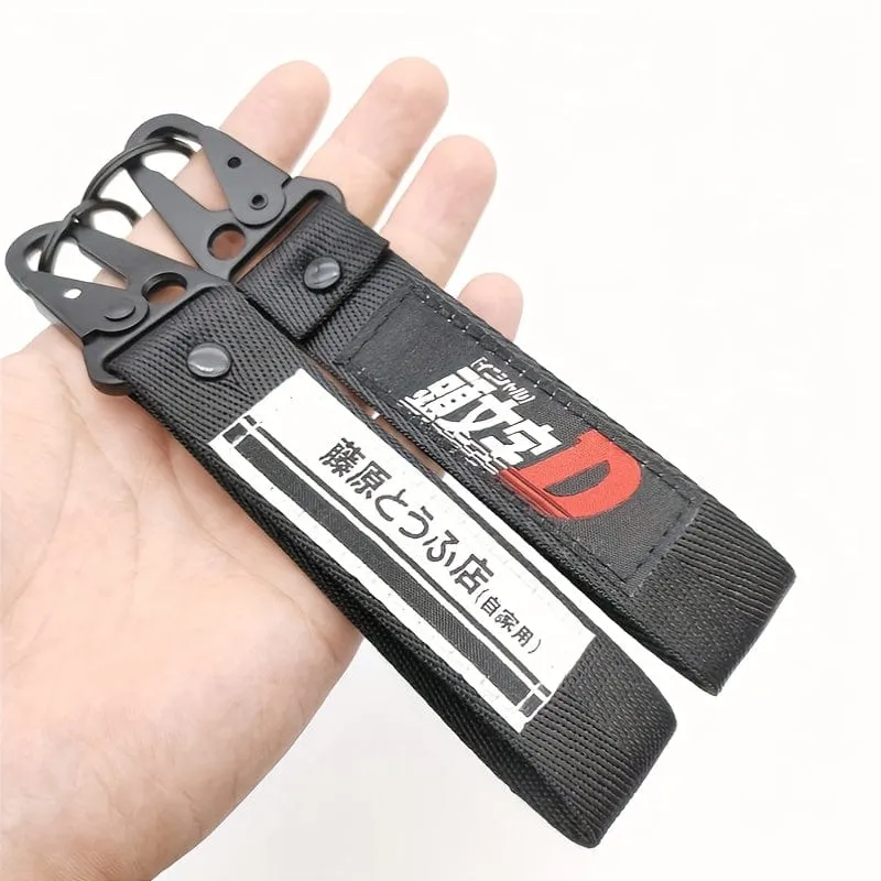 JDM Schlüsselanhänger Initiale D Fujiwara Tofu Shop Nylon Schlüsselanhänger Schlüsselanhänger Autoschlüssel Stahlfederclip Lanyard Motorradzubehör