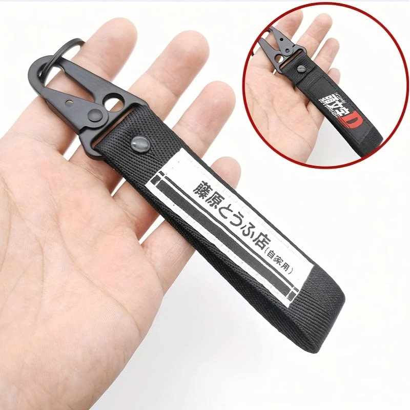 JDM Schlüsselanhänger Initiale D Fujiwara Tofu Shop Nylon Schlüsselanhänger Schlüsselanhänger Autoschlüssel Stahlfederclip Lanyard Motorradzubehör