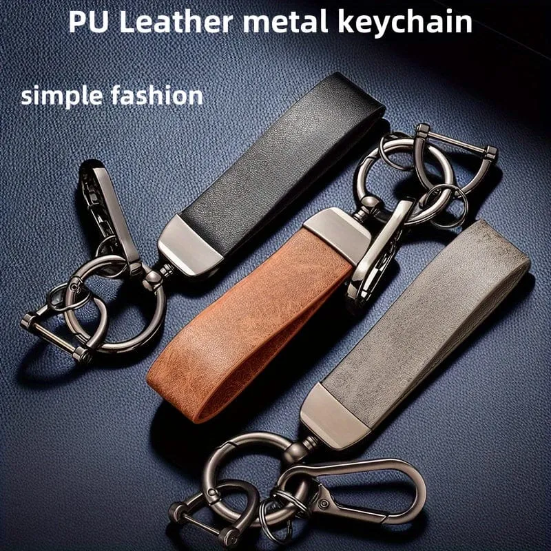 Kreative einfache Mode Schlüsselanhänger Anhänger Coole Schlüsselanhänger Ring Hand Seil Tasche Ornament High-End Retro PU Leder Schlüsselanhänger hängende Schnalle Schlüsselzubehör