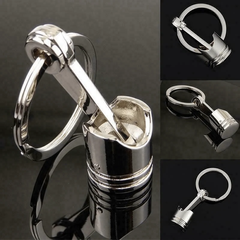 Kreativer Schlüsselanhänger mit Kolbenmodell aus Metall: Ein stilvoller Schlüsselanhänger für Autoliebhaber!