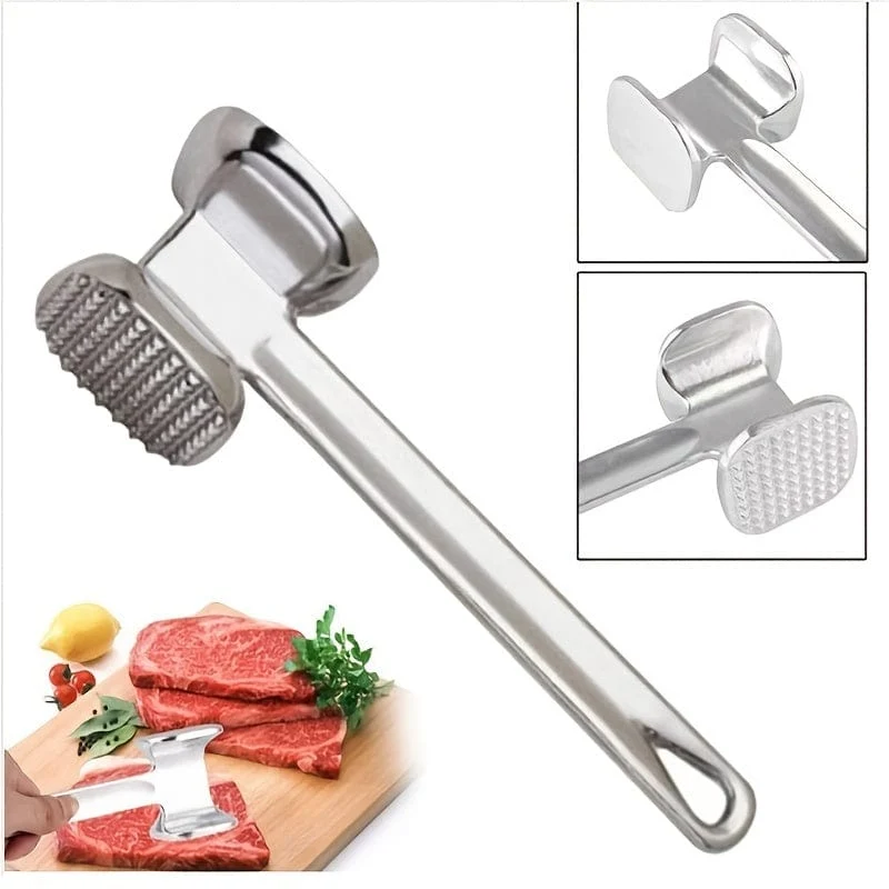 1 Stück Fleischklopfer aus Aluminiumlegierung, doppelseitiges Hochleistungs-Fleischklopfer-Werkzeug aus Edelstahl, ideal zum Zartmachen von Steak, Rindfleisch, Geflügel, Küchenutensilien für den Außenbereich