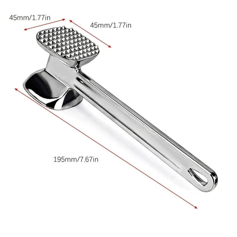 1 Stück Fleischklopfer aus Aluminiumlegierung, doppelseitiges Hochleistungs-Fleischklopfer-Werkzeug aus Edelstahl, ideal zum Zartmachen von Steak, Rindfleisch, Geflügel, Küchenutensilien für den Außenbereich