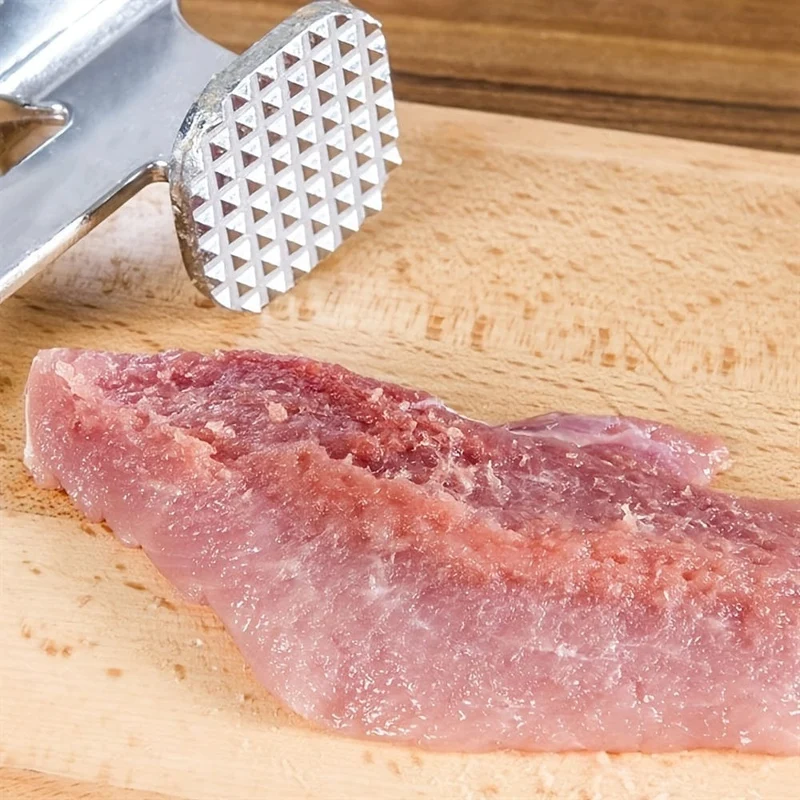 1 Stück Fleischklopfer aus Aluminiumlegierung, doppelseitiges Hochleistungs-Fleischklopfer-Werkzeug aus Edelstahl, ideal zum Zartmachen von Steak, Rindfleisch, Geflügel, Küchenutensilien für den Außenbereich
