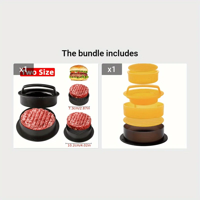 1 Set Hamburgerpresse, Patty-Maker, 3-in-1-Antihaft-Form für gefüllte Burger, Rindfleisch-Patties und Slider, BBQ-Grillzubehör, für verschiedene frische, köstliche gefüllte Burger, Slider-Burger, Rindfleisch-Burger, Antihaft-Fleisch.