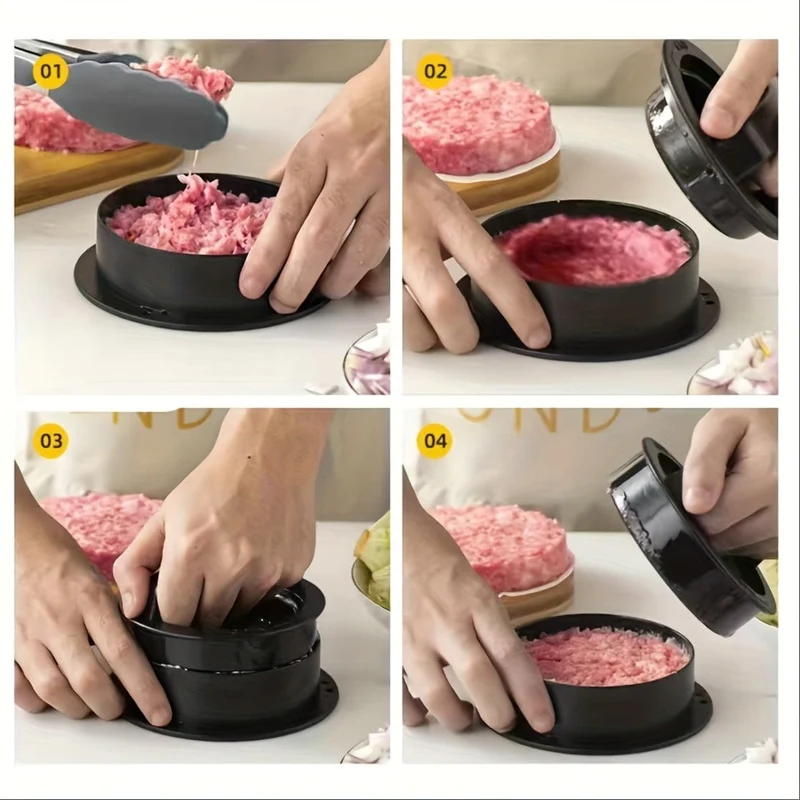 1 Set Hamburgerpresse, Patty-Maker, 3-in-1-Antihaft-Form für gefüllte Burger, Rindfleisch-Patties und Slider, BBQ-Grillzubehör, für verschiedene frische, köstliche gefüllte Burger, Slider-Burger, Rindfleisch-Burger, Antihaft-Fleisch.