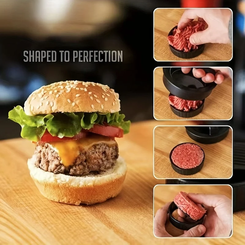 1 Set Hamburgerpresse, Patty-Maker, 3-in-1-Antihaft-Form für gefüllte Burger, Rindfleisch-Patties und Slider, BBQ-Grillzubehör, für verschiedene frische, köstliche gefüllte Burger, Slider-Burger, Rindfleisch-Burger, Antihaft-Fleisch.