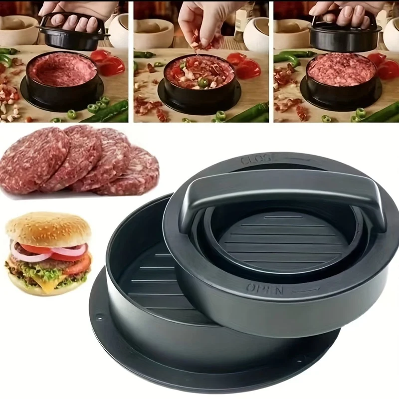 1 Set Hamburgerpresse, Patty-Maker, 3-in-1-Antihaft-Form für gefüllte Burger, Rindfleisch-Patties und Slider, BBQ-Grillzubehör, für verschiedene frische, köstliche gefüllte Burger, Slider-Burger, Rindfleisch-Burger, Antihaft-Fleisch.