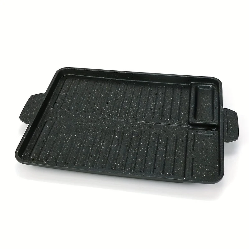 1 Stück, BBQ-Grillplatte, antihaftbeschichtete Backform zum Kochen im Freien, rechteckige Grillpfanne aus Metall für den Haushalt, rauchfrei und leicht zu reinigen, perfekt für Grillen, Camping und Picknicks, Grillzubehör, Grillzubehör