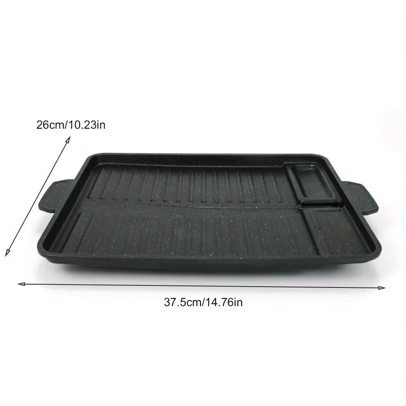 1 Stück, BBQ-Grillplatte, antihaftbeschichtete Backform zum Kochen im Freien, rechteckige Grillpfanne aus Metall für den Haushalt, rauchfrei und leicht zu reinigen, perfekt für Grillen, Camping und Picknicks, Grillzubehör, Grillzubehör