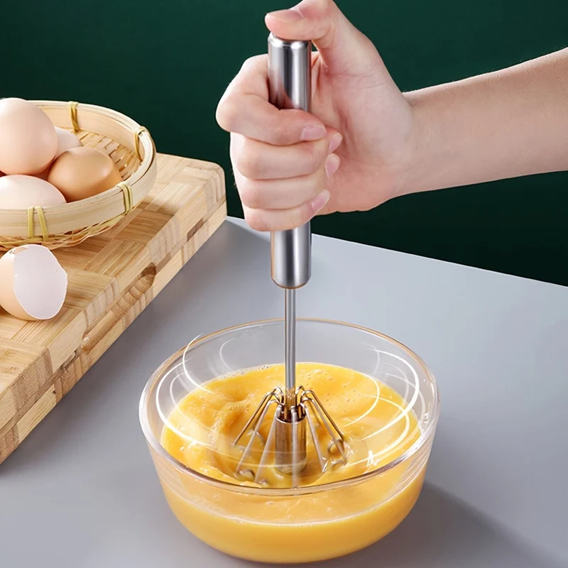 1-teiliger halbautomatischer Schneebesen-Mixer aus Edelstahl: Mit Leichtigkeit köstliche Leckereien zubereiten!