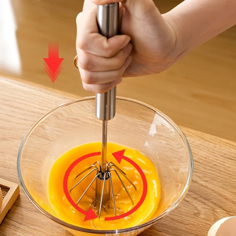 1-teiliger halbautomatischer Schneebesen-Mixer aus Edelstahl: Mit Leichtigkeit köstliche Leckereien zubereiten!