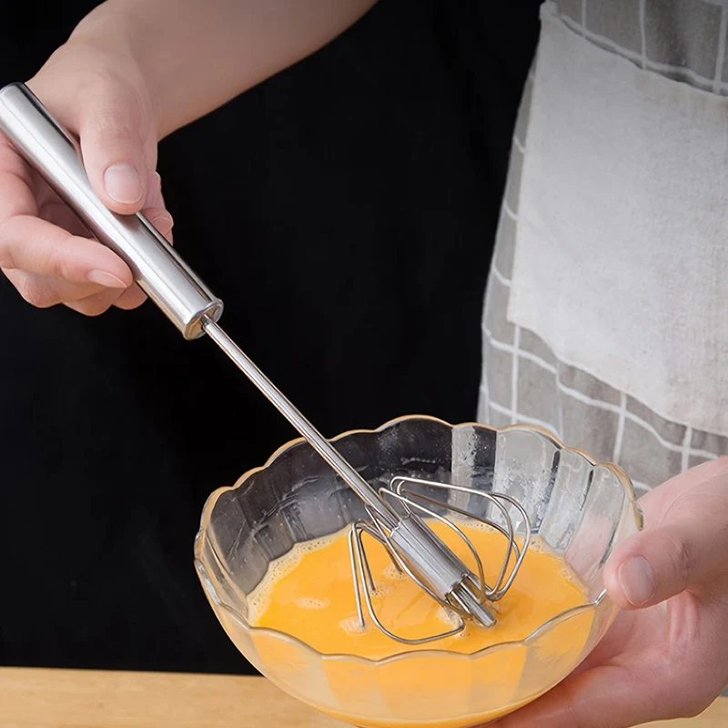 1-teiliger halbautomatischer Schneebesen-Mixer aus Edelstahl: Mit Leichtigkeit köstliche Leckereien zubereiten!