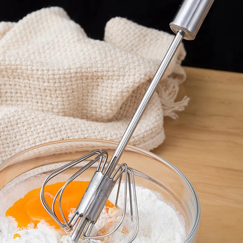 1-teiliger halbautomatischer Schneebesen-Mixer aus Edelstahl: Mit Leichtigkeit köstliche Leckereien zubereiten!