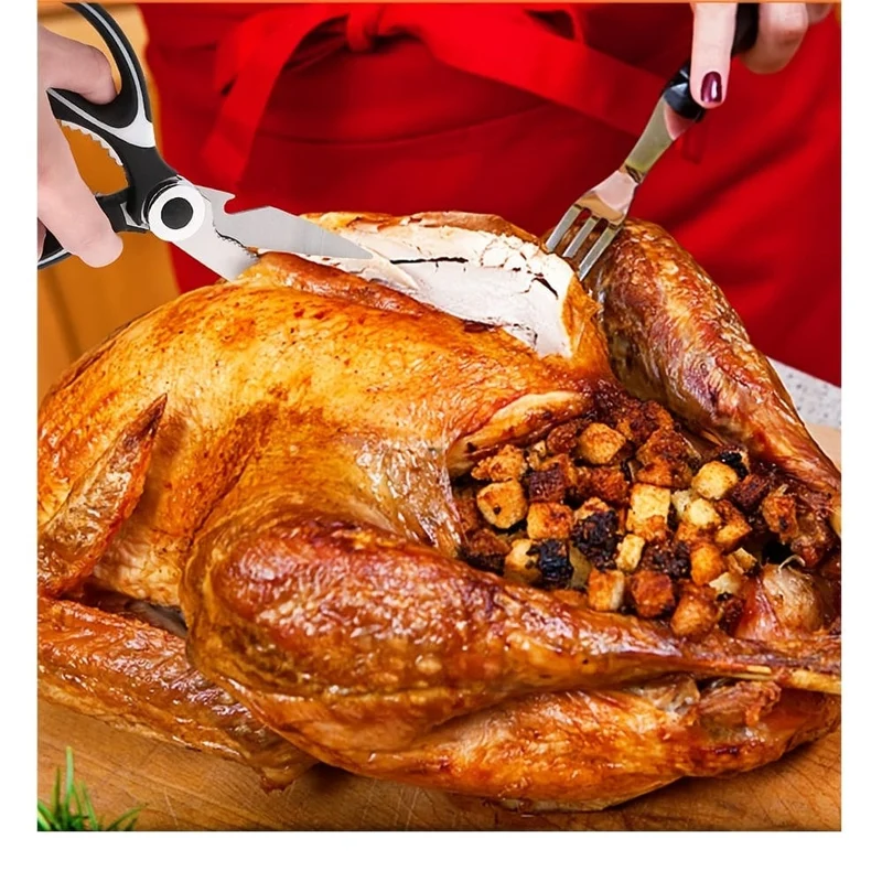 1 Stück Grillschere, scharfe Küchenschere, Edelstahl-Mehrzweckschere zum Fleischschneiden, Küchenbedarf