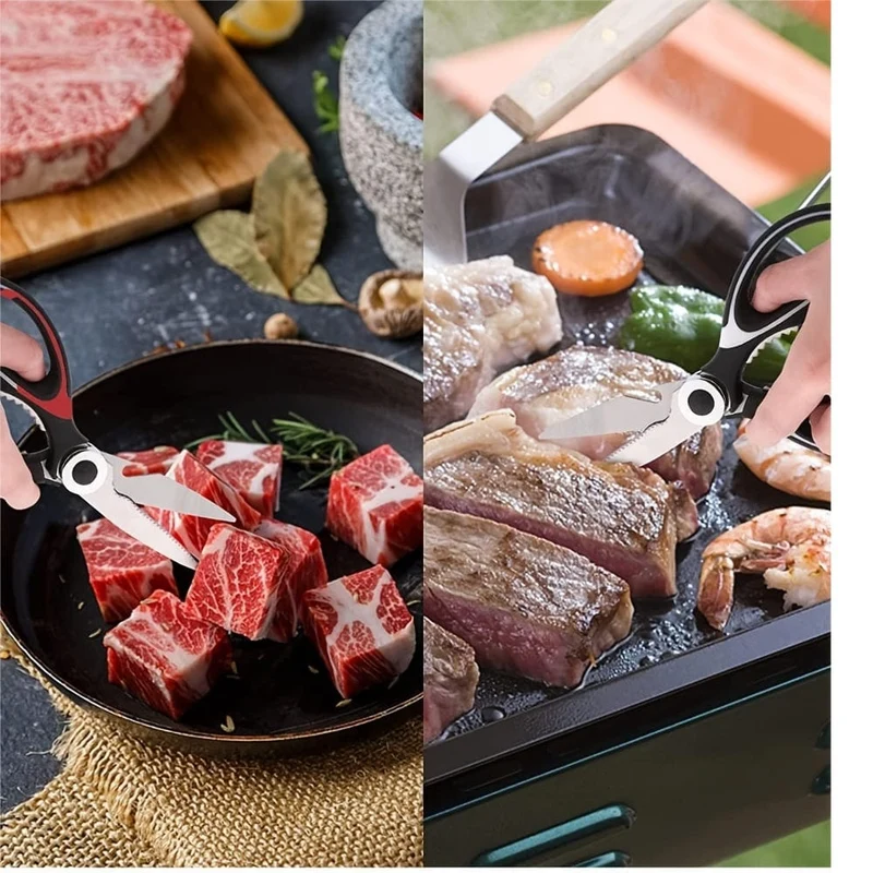 1 Stück Grillschere, scharfe Küchenschere, Edelstahl-Mehrzweckschere zum Fleischschneiden, Küchenbedarf